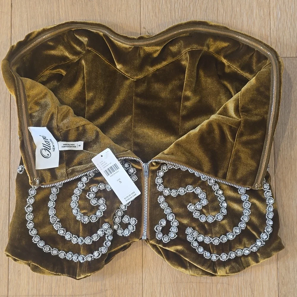 Anthropologie Ollari Velvet Crystal Corset top S - Picture 6 of 6